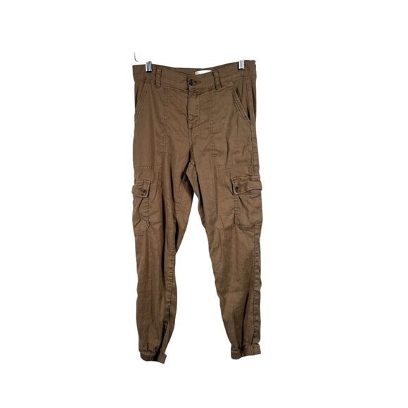 Evereve Tessa Linen Lyocell Cargo Utility Jogger Pants Sandcastle Tan Womens 27 - Picture 2 of 7